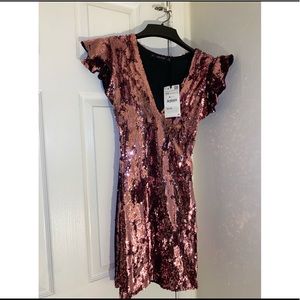 Zara pink sequined party dress, XS-0